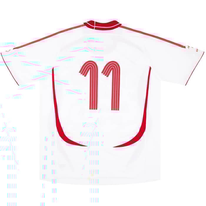 2007 Denmark Match Issue Signed Away Shirt #11 (Rommedahl) v Spain
