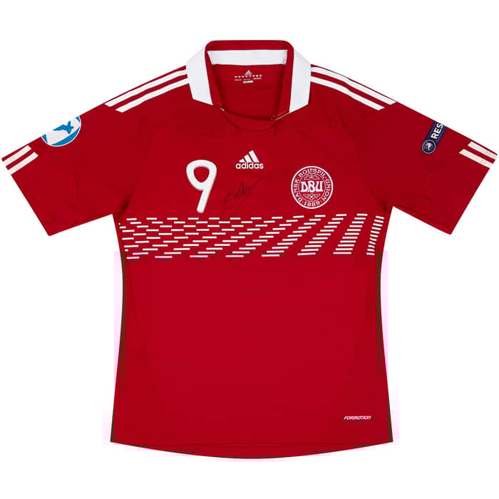 2011 Denmark U-21 Match Issue European Championship Signed Home Shirt Jorgensen #9
