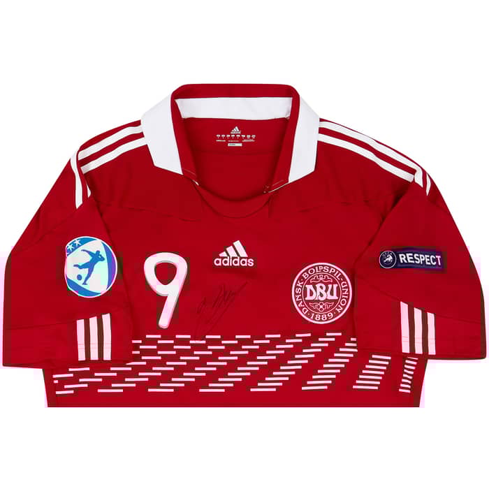 2011 Denmark U-21 Match Issue European Championship Signed Home Shirt Jorgensen #9