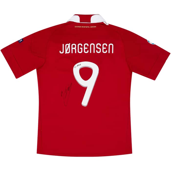 2011 Denmark U-21 Match Issue European Championship Signed Home Shirt Jorgensen #9