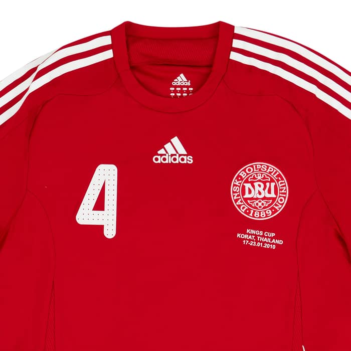 2010 Denmark Match Issue Kings Cup Home Shirt #4 (Borring) v Poland