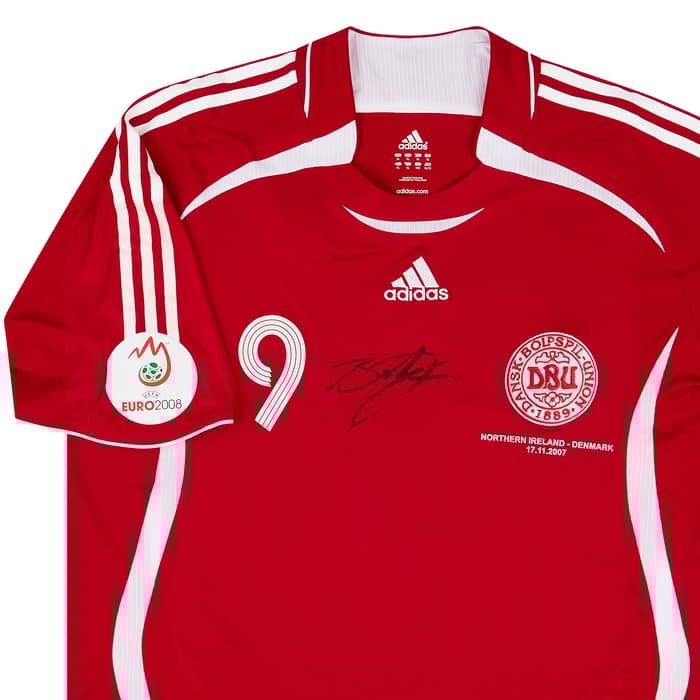 2007 Denmark Match Issue Signed Home Shirt #9 (Bendtner) v Northern Ireland