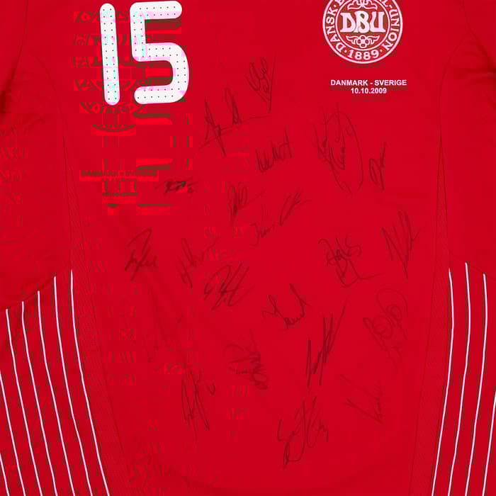 2009 Denmark Match Issue Signed Home Shirt #15 (Enevoldsen) v Sweden