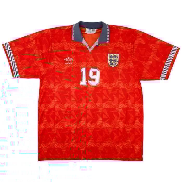 1990-93 England Away Shirt Gascoigne #19 - 6/10 - (XL)