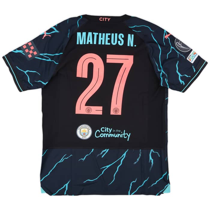 2023-24 Manchester City Match Issue Champions League Third Shirt Matheus N. #27