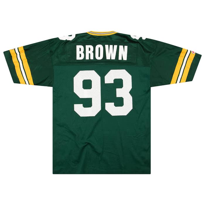 1997-99 Green Bay Packers Brown #93 Champion Jersey (Home) L