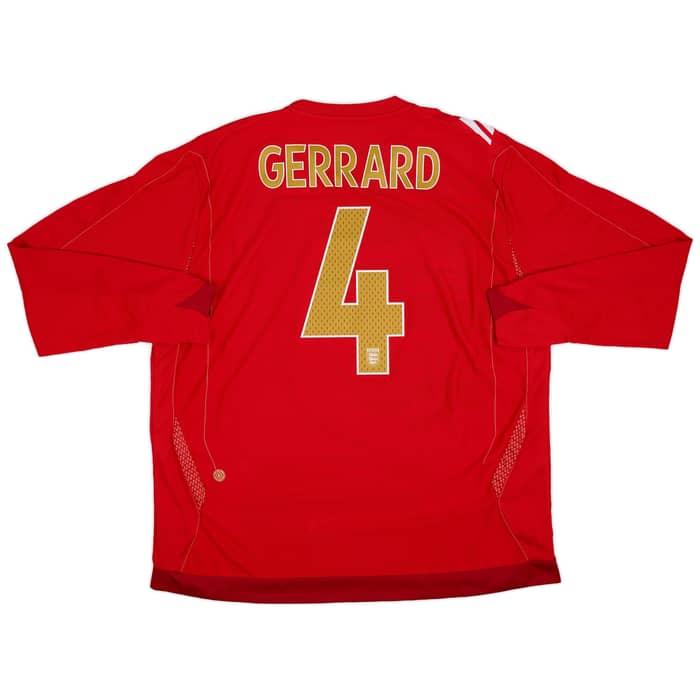 2006-08 England Away L/S Shirt Gerrard #4 - 8/10 - (XXL)