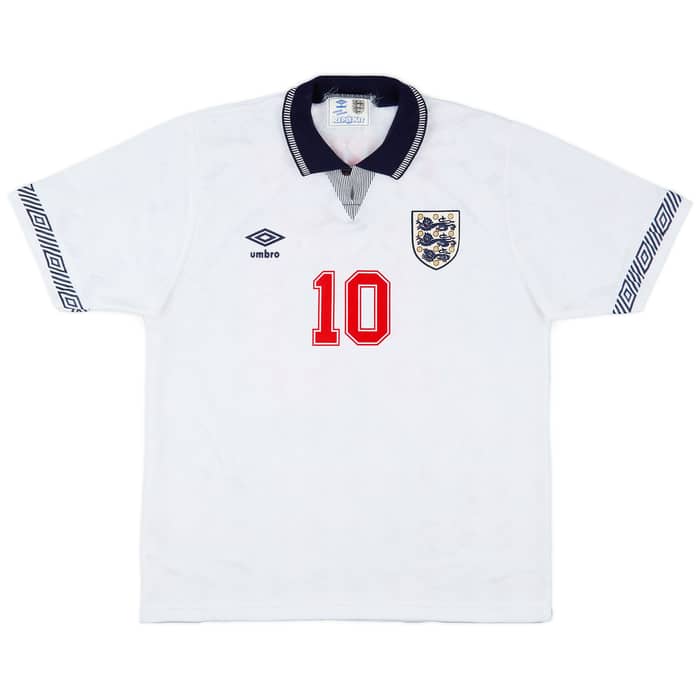 1990-92 England Home Shirt Lineker #10 - 8/10 - (L)