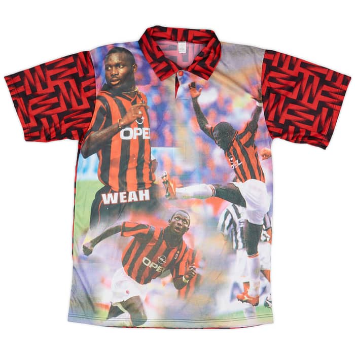 1998-99 AC Milan Graphic Shirt Weah #9 - 9/10 - (XL)