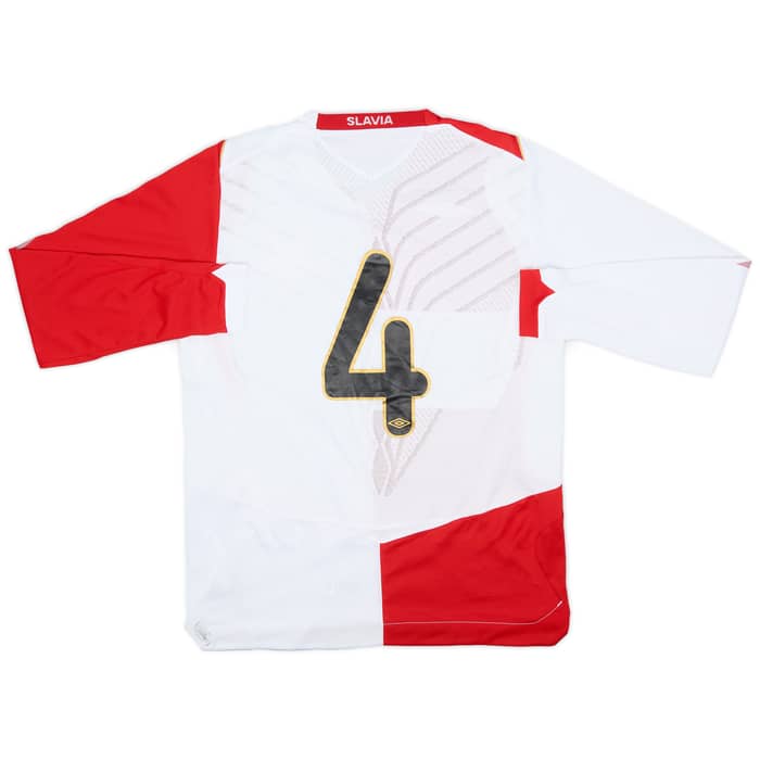 2008-09 Slavia Prague Home L/S Shirt #4 - 8/10 - (S)
