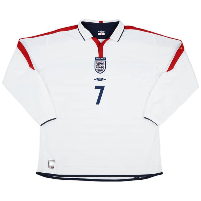 2003-05 England Home L/S Shirt Beckham #7