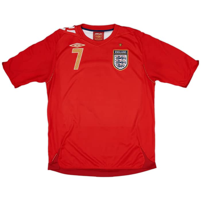 2006-08 England Away Shirt Beckham #7 - 6/10 - (L)