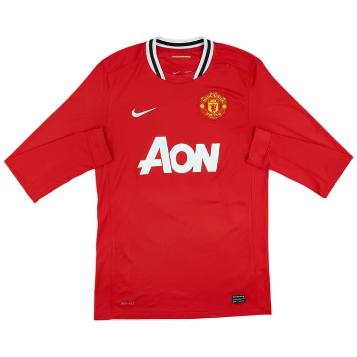 2011-12 Manchester United Home L/S Shirt Rooney #10 - 8/10 - (M)