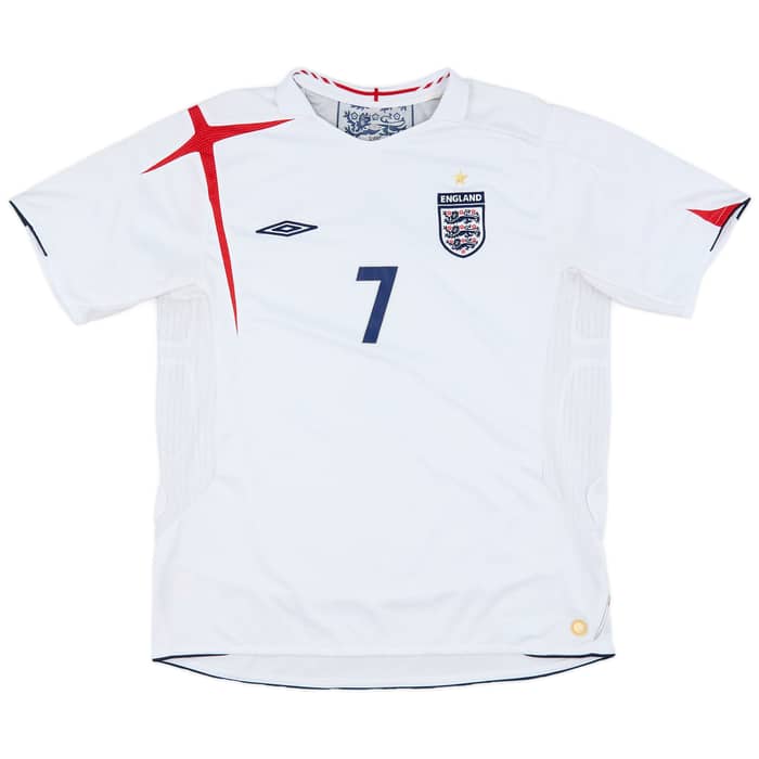 2005-07 England Home Shirt Beckham #7 - 7/10 - (XL)