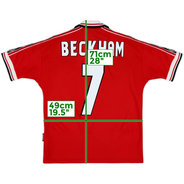 1998-00 Manchester United Home Shirt Beckham #7 - 8/10 - (S)