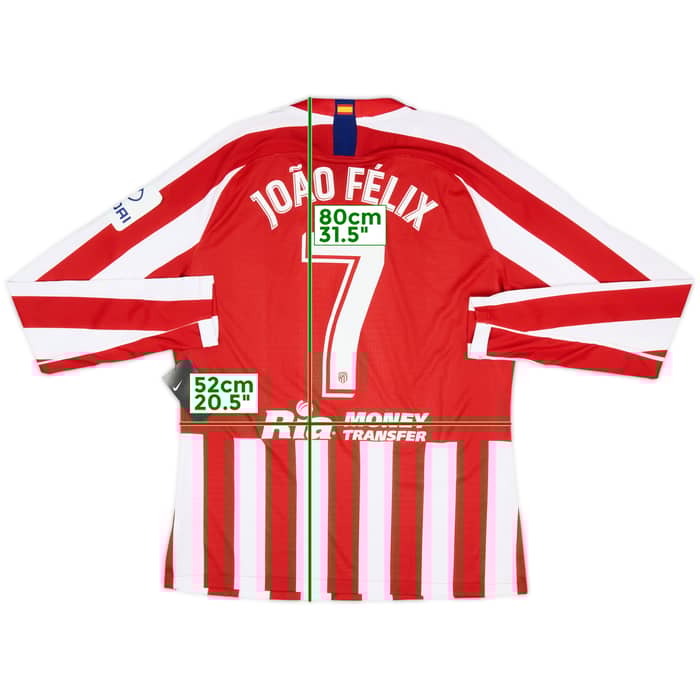 2019-20 Atletico Madrid Authentic Home L/S Shirt Joao Felix #7 (XL)