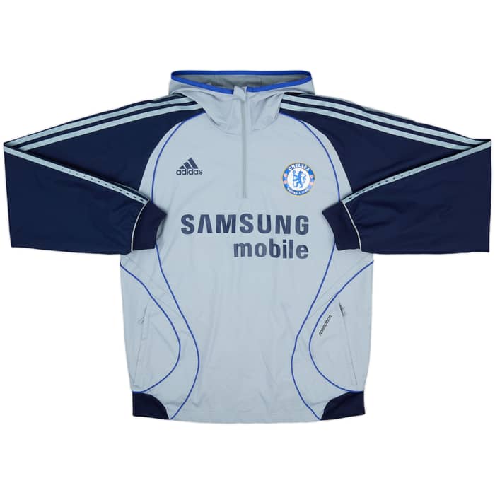 2006-07 Chelsea adidas 1/4 Zip Hooded Training Top - 8/10 - (M)