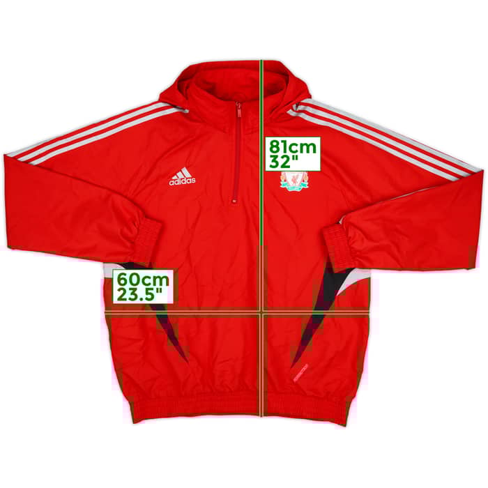 2008-09 Liverpool adidas 1/4 Zip Hooded Rain Jacket - 8/10 - (L)
