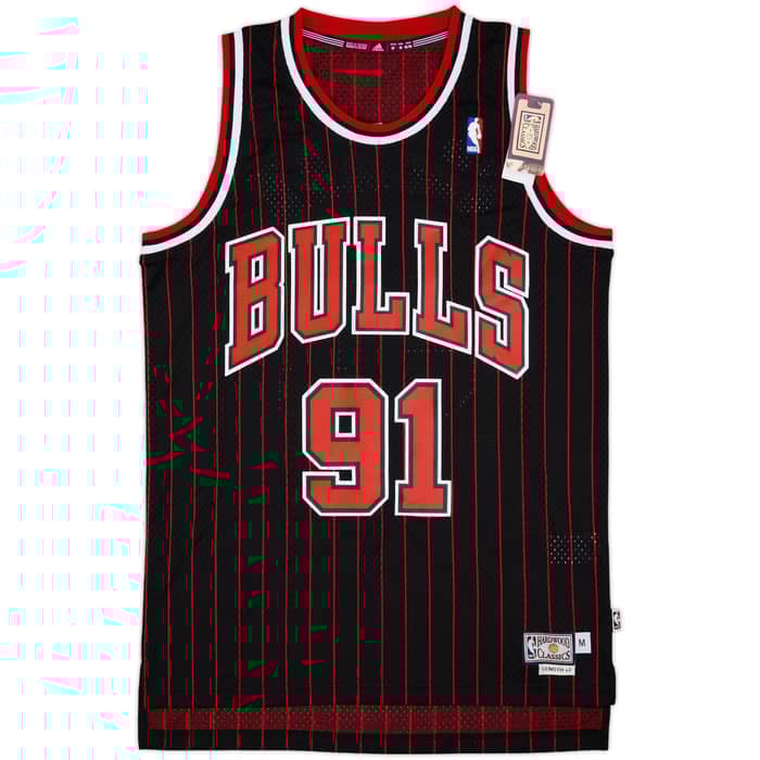 1995-96 Chicago Bulls Rodman #91 adidas Hardwood Classics Swingman Alternate Jersey (M)