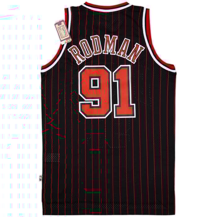 1995-96 Chicago Bulls Rodman #91 adidas Hardwood Classics Swingman Alternate Jersey (M)