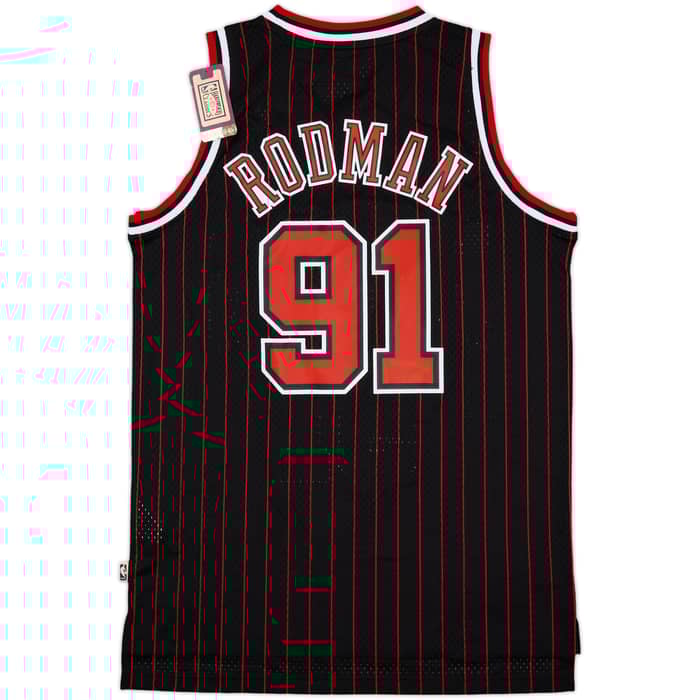 1995-96 Chicago Bulls Rodman #91 adidas Hardwood Classics Swingman Alternate Jersey (M)