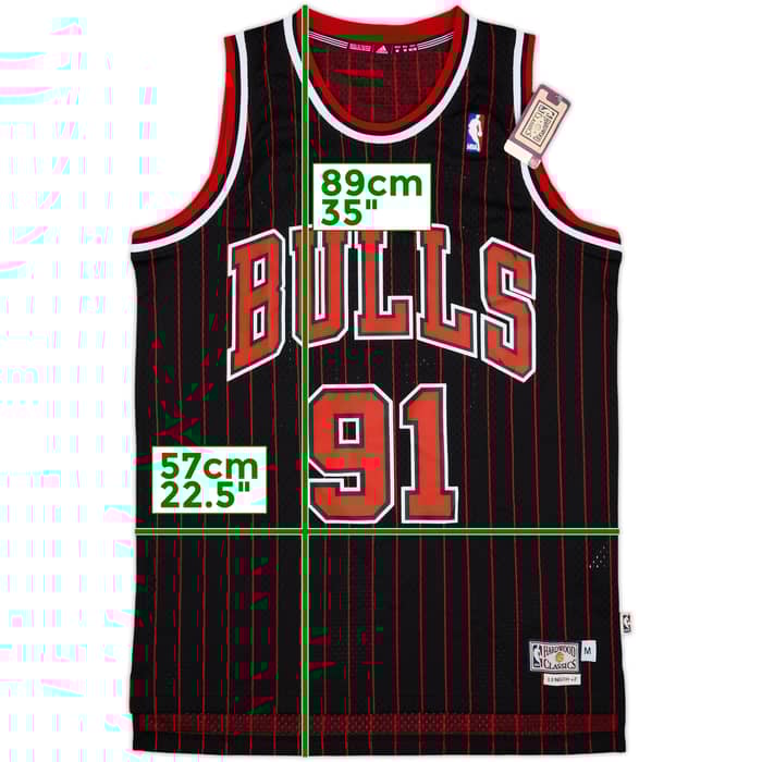 1995-96 Chicago Bulls Rodman #91 adidas Hardwood Classics Swingman Alternate Jersey (M)