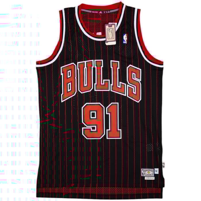 1995-96 Chicago Bulls Rodman #91 adidas Hardwood Classics Swingman Alternate Jersey (M)