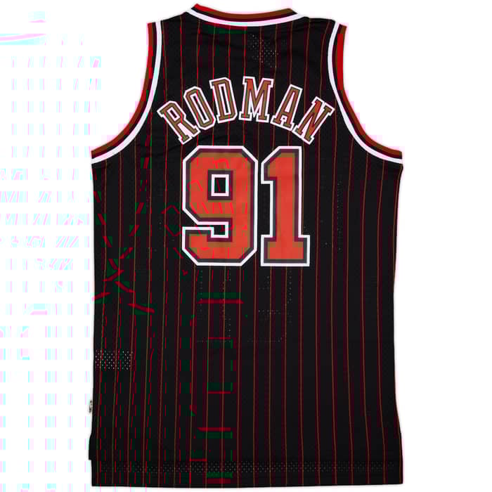1995-96 Chicago Bulls Rodman #91 adidas Hardwood Classics Swingman Alternate Jersey (M)