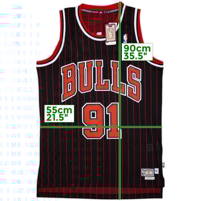 1995-96 Chicago Bulls Rodman #91 adidas Hardwood Classics Swingman Alternate Jersey (M)