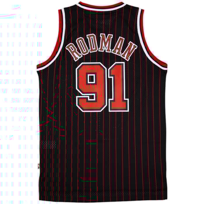 1995-96 Chicago Bulls Rodman #91 adidas Hardwood Classics Swingman Alternate Jersey (M)