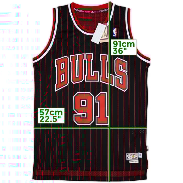 1995-96 Chicago Bulls Rodman #91 adidas Hardwood Classics Swingman Alternate Jersey (M)