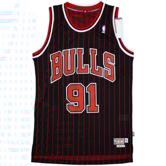 1995-96 Chicago Bulls Rodman #91 adidas Hardwood Classics Swingman Alternate Jersey (M)