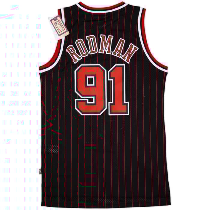 1995-96 Chicago Bulls Rodman #91 adidas Hardwood Classics Swingman Alternate Jersey (M)
