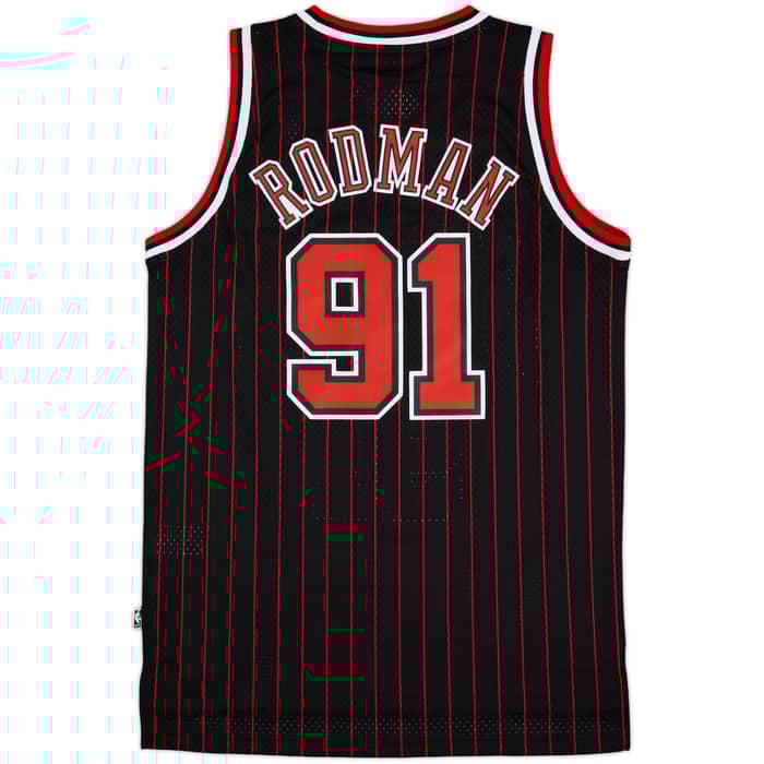 1995-96 Chicago Bulls Rodman #91 adidas Hardwood Classics Swingman Alternate Jersey (M)