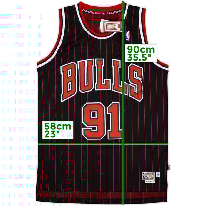 1995-96 Chicago Bulls Rodman #91 adidas Hardwood Classics Swingman Alternate Jersey (M)
