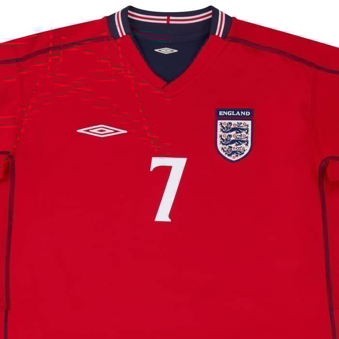 2002-04 England Away Shirt Beckham #7 - 7/10