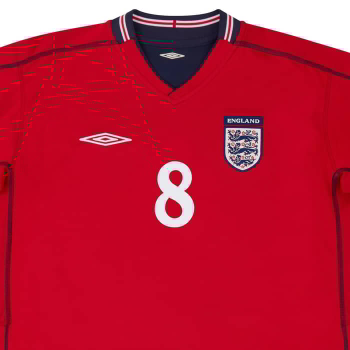 2002-04 England Away Shirt Scholes #8 - 8/10