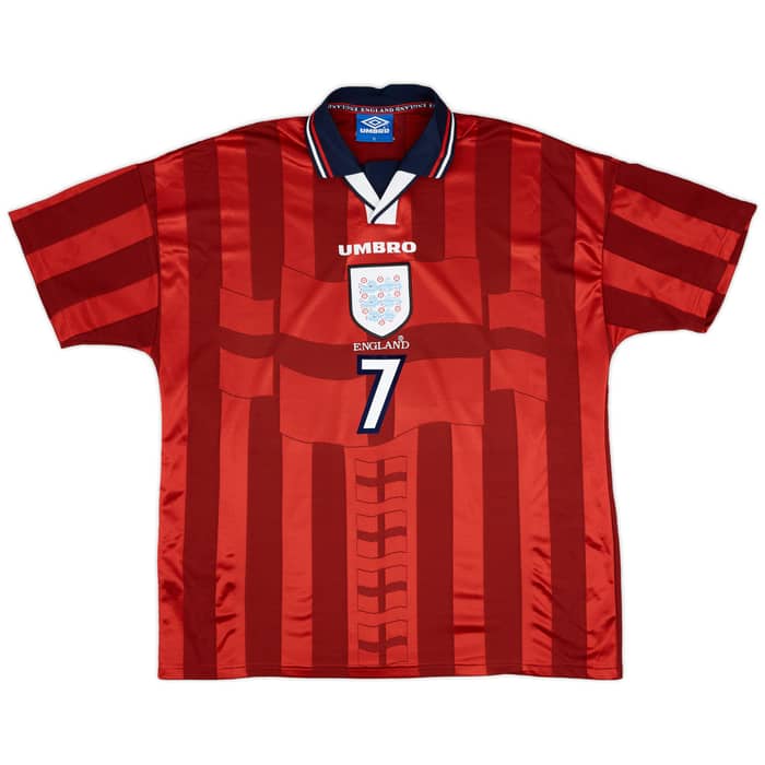 1997-99 England Away Shirt Beckham #7
