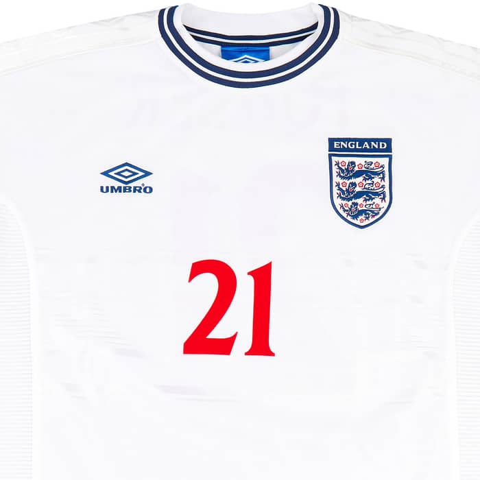 1999-01 England Home Shirt Fowler #21 - 7/10