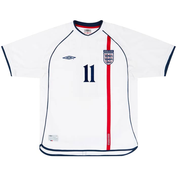 2001-03 England Home Shirt Heskey #11 - 9/10