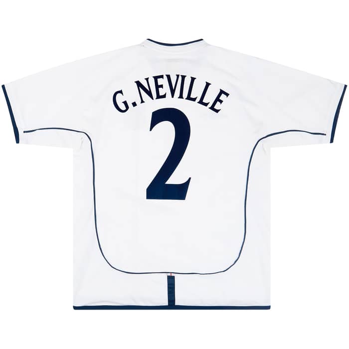 2001-03 England Home Shirt G.Neville #2 - 7/10