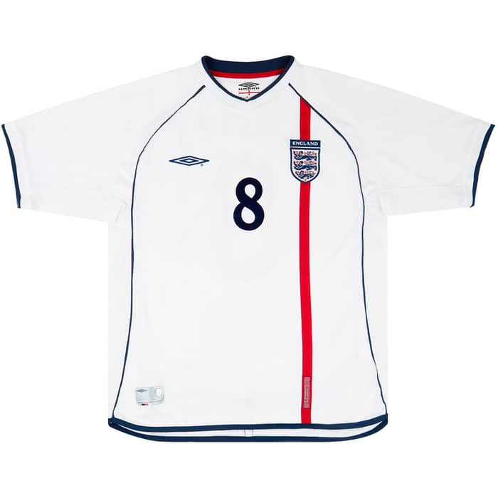 2001-03 England Home Shirt Scholes #8 - 8/10