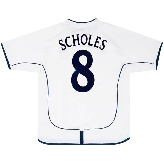 2001-03 England Home Shirt Scholes #8 - 8/10