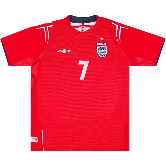 2004-06 England Away Shirt Beckham #7 - 8/10