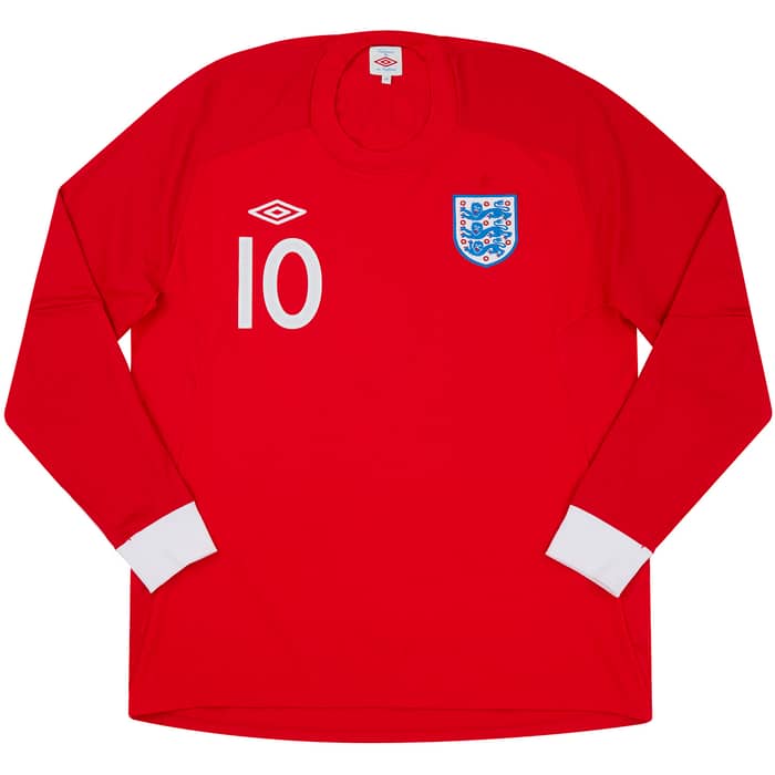 2010-11 England Away L/S Shirt Rooney #10 - 6/10 - (L)