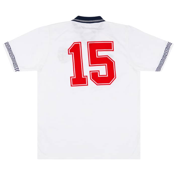 1991 England Match Issue Home Shirt #15 (Clough) v Germany
