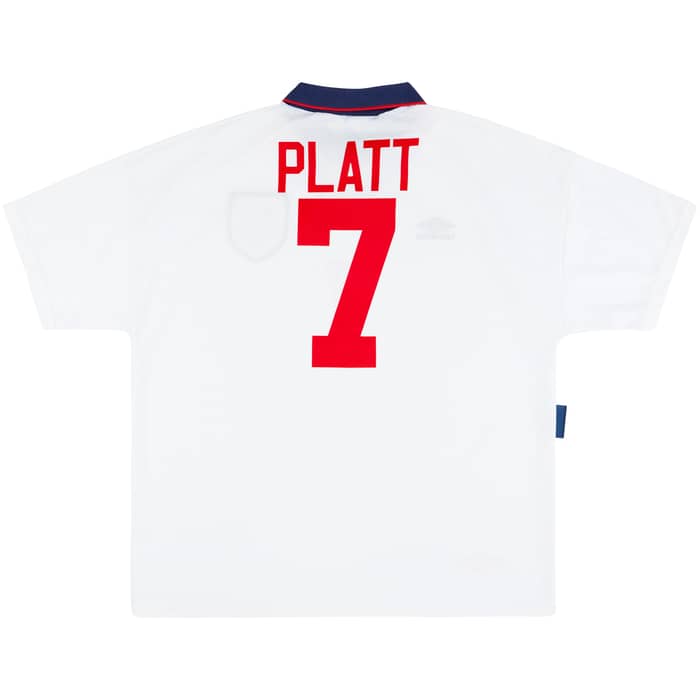 1993-95 England Home Shirt Platt #7 - 8/10 - (XL)