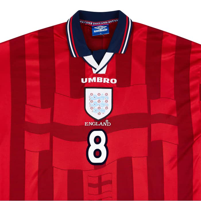 1997-99 England Away Shirt Gascoigne #8 - 8/10 - (XL)