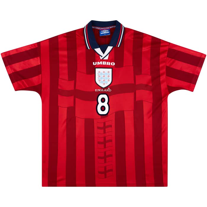 1997-99 England Away Shirt Gascoigne #8 - 8/10 - (XXL)
