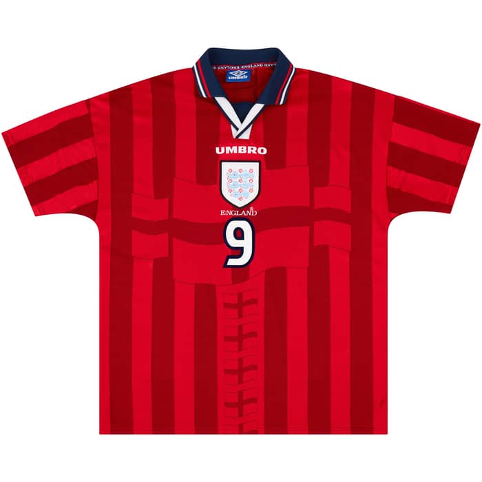 1997-99 England Away Shirt Shearer #9 - 6/10 - (L)